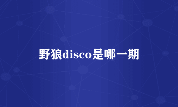 野狼disco是哪一期