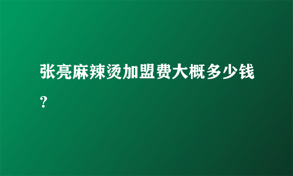 张亮麻辣烫加盟费大概多少钱？