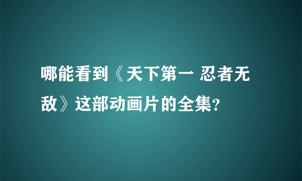 哪能看到《天下第一 忍者无敌》这部动画片的全集？