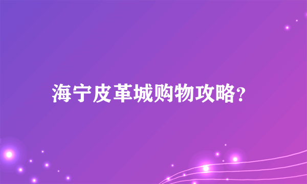 海宁皮革城购物攻略？