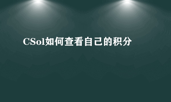 CSol如何查看自己的积分