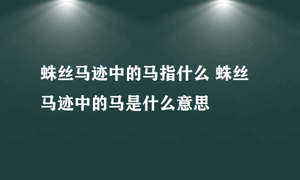 蛛丝马迹中的马指什么 蛛丝马迹中的马是什么意思