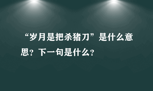 “岁月是把杀猪刀”是什么意思？下一句是什么？