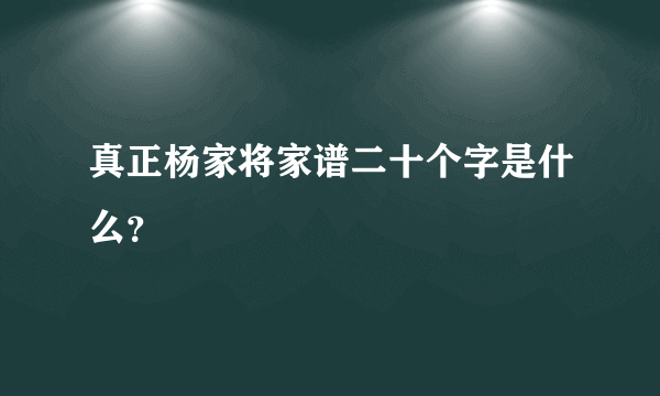 真正杨家将家谱二十个字是什么？