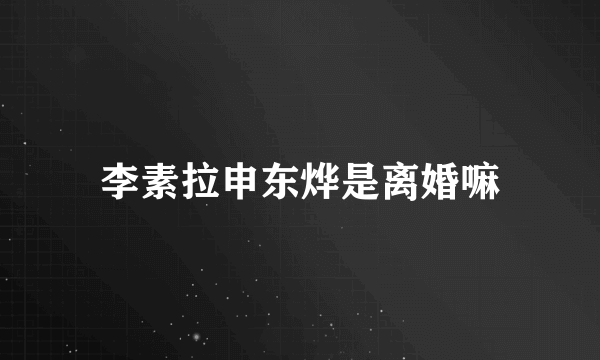 李素拉申东烨是离婚嘛