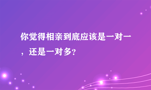 你觉得相亲到底应该是一对一，还是一对多？