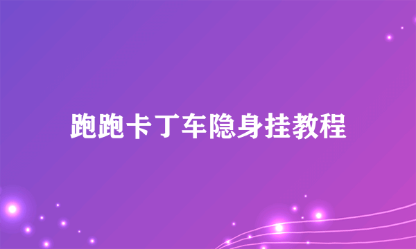 跑跑卡丁车隐身挂教程