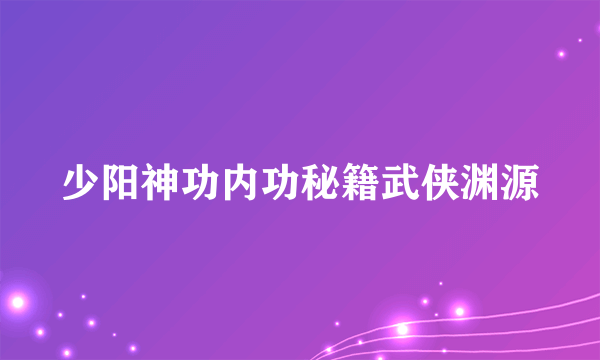 少阳神功内功秘籍武侠渊源