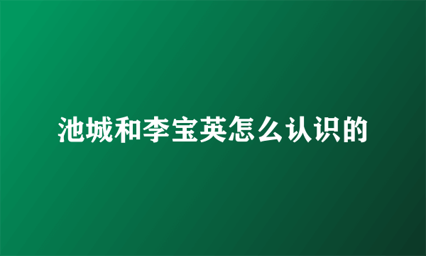 池城和李宝英怎么认识的