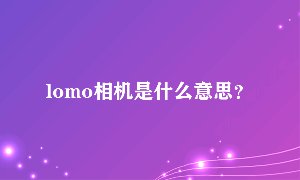 lomo相机是什么意思？