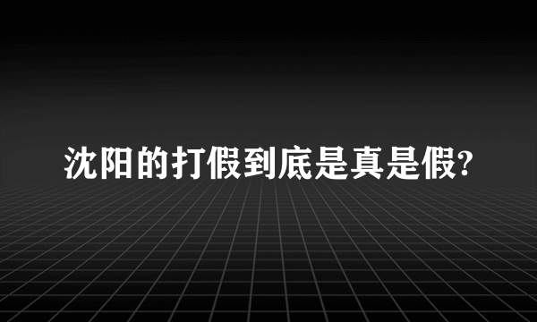 沈阳的打假到底是真是假?