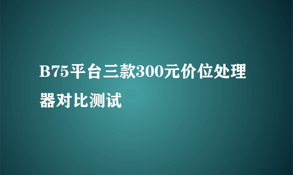 B75平台三款300元价位处理器对比测试