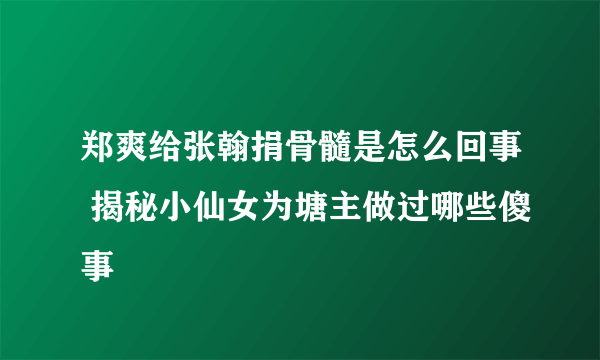 郑爽给张翰捐骨髓是怎么回事 揭秘小仙女为塘主做过哪些傻事