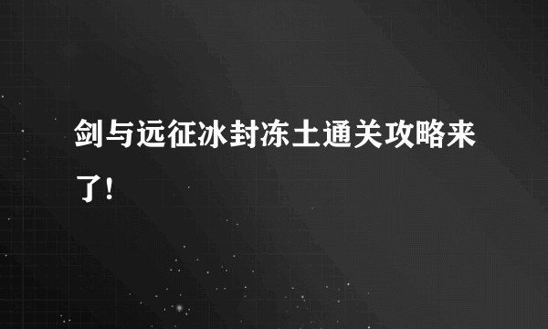 剑与远征冰封冻土通关攻略来了!