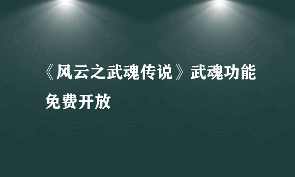 《风云之武魂传说》武魂功能 免费开放