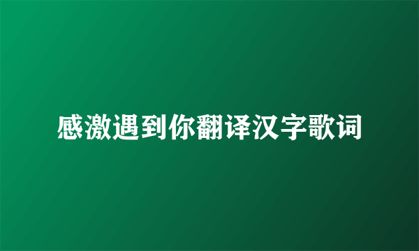 感激遇到你翻译汉字歌词