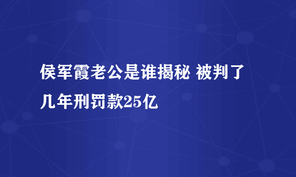 侯军霞老公是谁揭秘 被判了几年刑罚款25亿