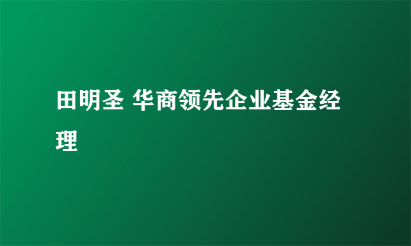 田明圣 华商领先企业基金经理