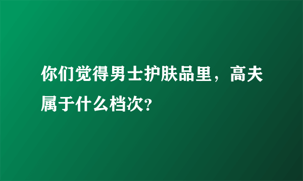 你们觉得男士护肤品里，高夫属于什么档次？