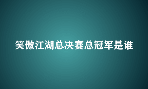 笑傲江湖总决赛总冠军是谁