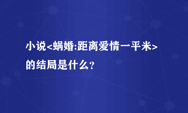 小说<蜗婚:距离爱情一平米>的结局是什么？