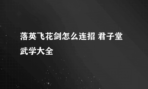 落英飞花剑怎么连招 君子堂武学大全