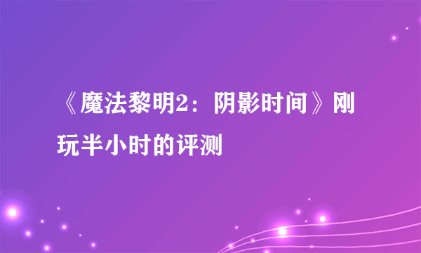 《魔法黎明2：阴影时间》刚玩半小时的评测