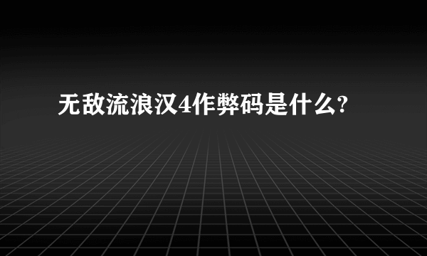 无敌流浪汉4作弊码是什么?