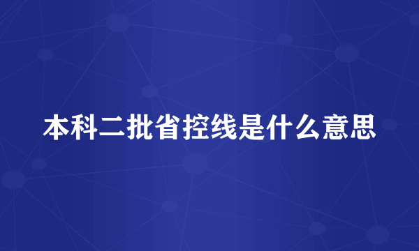 本科二批省控线是什么意思