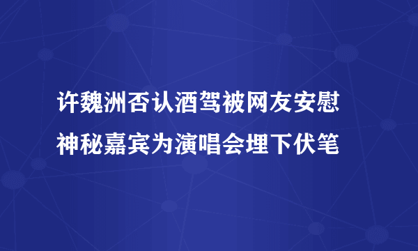 许魏洲否认酒驾被网友安慰 神秘嘉宾为演唱会埋下伏笔