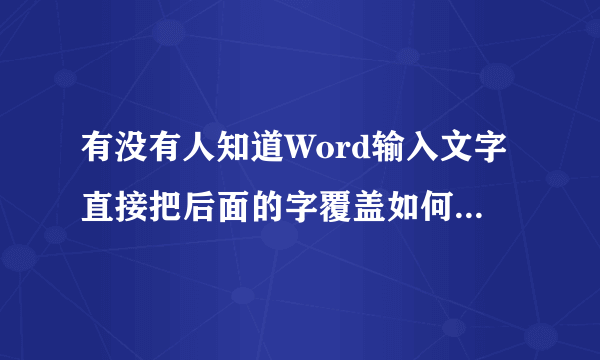 有没有人知道Word输入文字直接把后面的字覆盖如何取消啊？