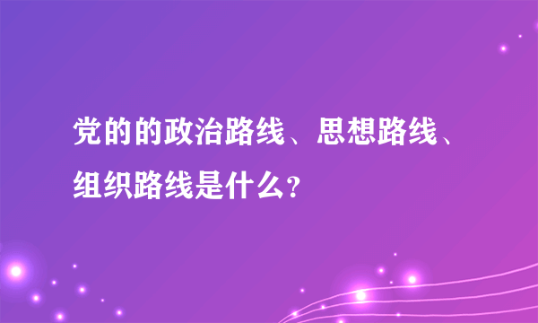 党的的政治路线、思想路线、组织路线是什么？