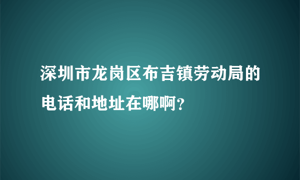 深圳市龙岗区布吉镇劳动局的电话和地址在哪啊？