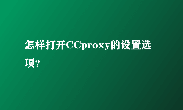 怎样打开CCproxy的设置选项？