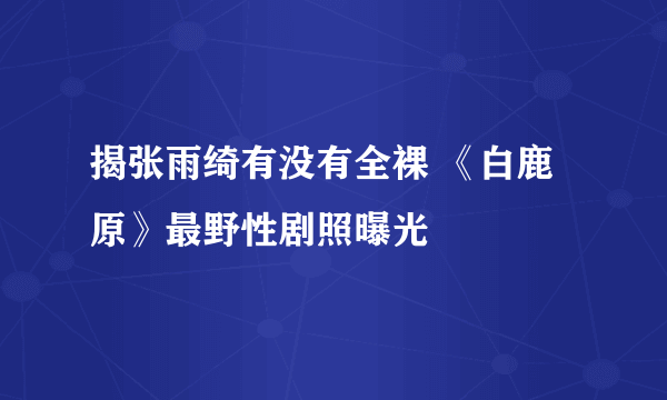 揭张雨绮有没有全裸 《白鹿原》最野性剧照曝光