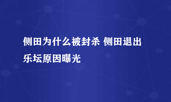 侧田为什么被封杀 侧田退出乐坛原因曝光