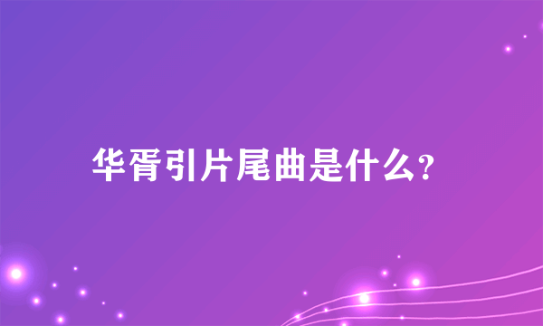 华胥引片尾曲是什么？