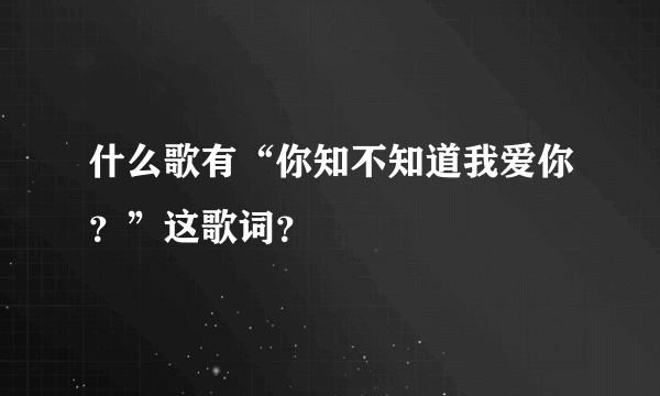 什么歌有“你知不知道我爱你？”这歌词？