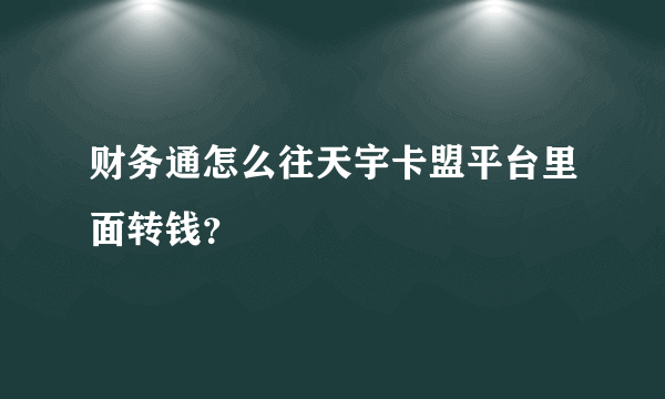 财务通怎么往天宇卡盟平台里面转钱？