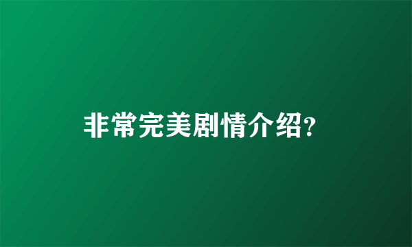 非常完美剧情介绍？