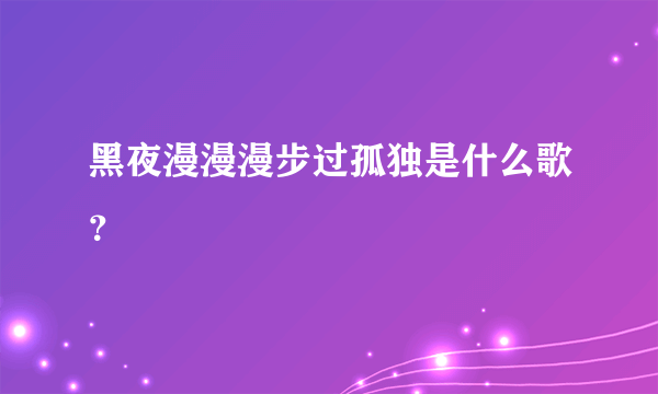 黑夜漫漫漫步过孤独是什么歌？