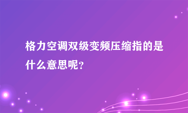 格力空调双级变频压缩指的是什么意思呢？