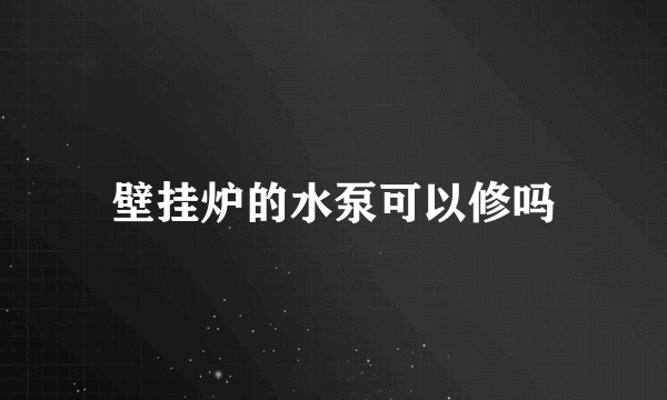 壁挂炉的水泵可以修吗