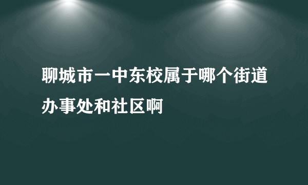 聊城市一中东校属于哪个街道办事处和社区啊