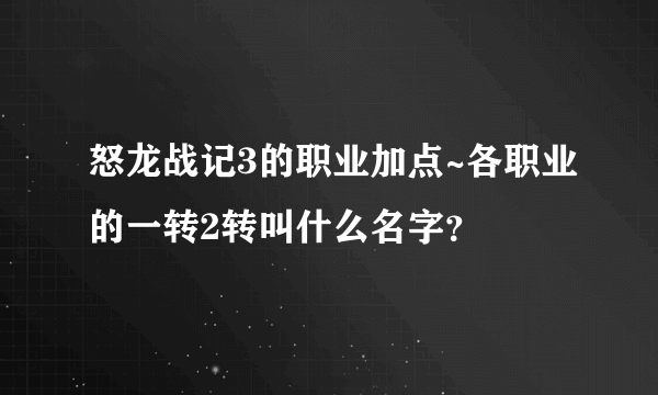 怒龙战记3的职业加点~各职业的一转2转叫什么名字？