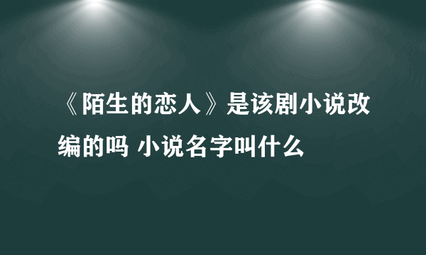 《陌生的恋人》是该剧小说改编的吗 小说名字叫什么