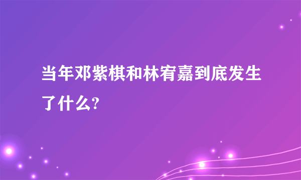 当年邓紫棋和林宥嘉到底发生了什么?