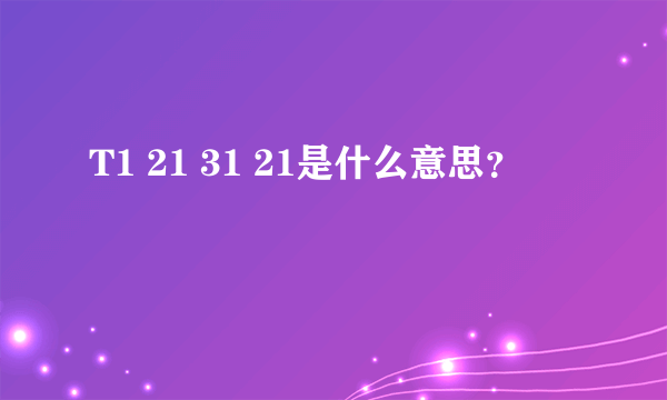 T1 21 31 21是什么意思？