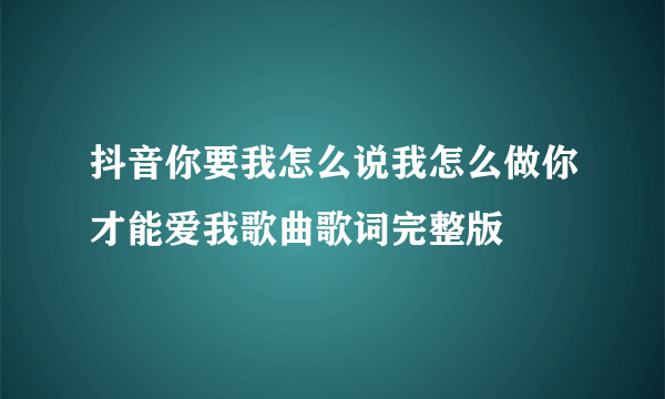 抖音你要我怎么说我怎么做你才能爱我歌曲歌词完整版