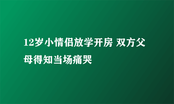 12岁小情侣放学开房 双方父母得知当场痛哭